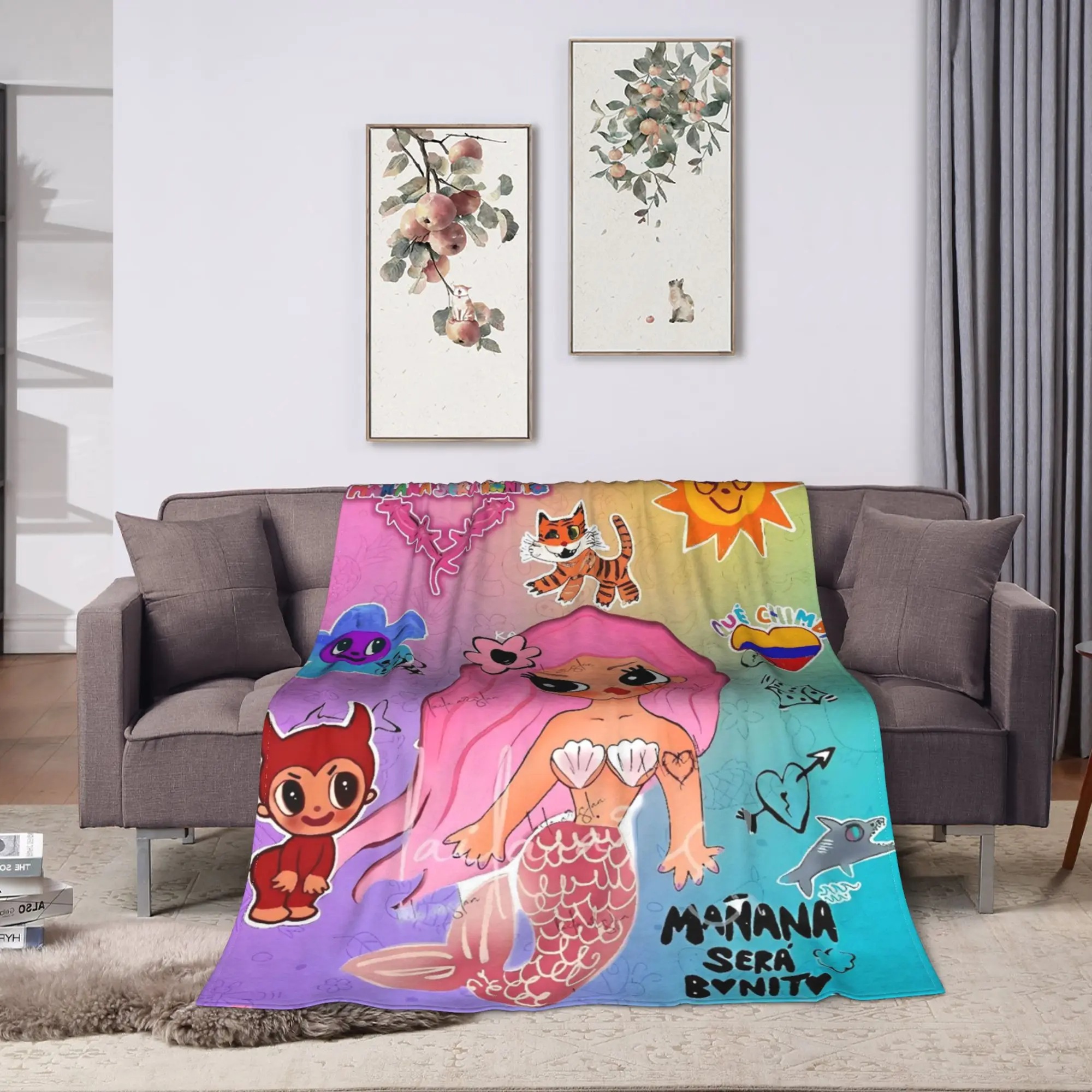 Manana Sera Bonito Karol G Blanket Quality Warm Soft  Bedding Throws Winter Picnic Couch Chair Sofa Bed Pattern Bedspread