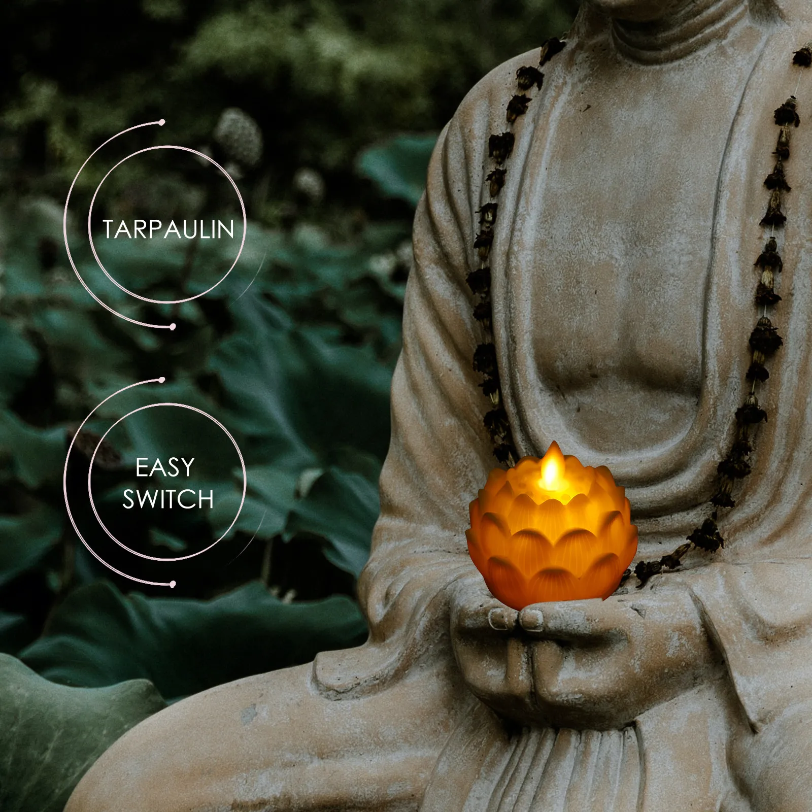 

6Pcs Electronic Lamp Lotus Shaped LED Buddha Light Fine Workmanship Decoration for Desktop Room Temple Worship Use