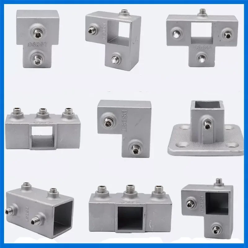 4pcs 20X20mm square tube connector aluminum alloy 20MM square pip joint welding free tee fastener connector