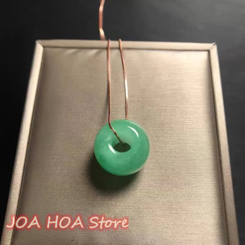 Emerald Light Green Natural A Goods Jadeite Hand-carved Jade Pendant Additional Necklace Chain Boutique Jewelry