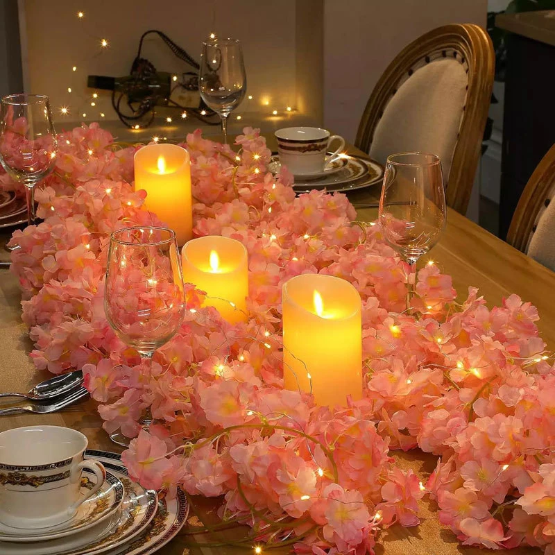 桜ストリングライト 2 メートル 20Led ガーランド造花花輪つるフェアリーライト寝室のウェディングパーティーの装飾ライト