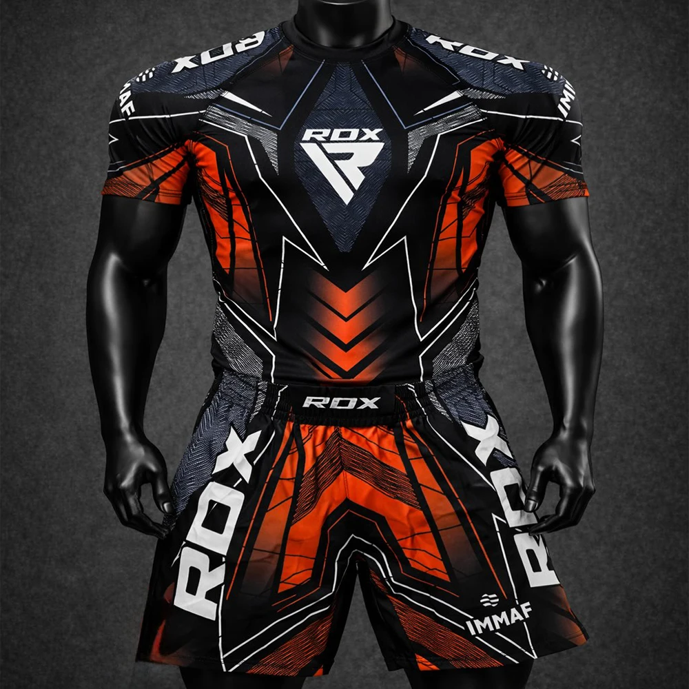 Conjunto Deportivo de Verano para Niños y Adultos, Camiseta y Pantalones Cortos RDX para MMA, Entrenamiento de Boxeo, Transpirable, de Secado Rápido, para Hombre
