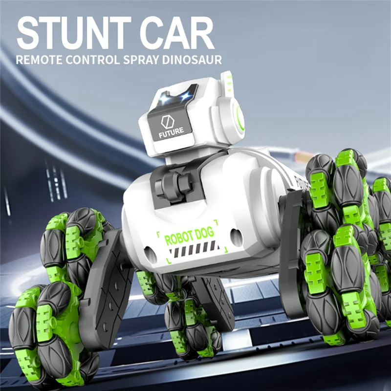 AINY-Mechanico RC Stunt Dog Robot telecomandato Modalità spruzzo intelligente Rotazione a 360 gradi Funzione musicale alla deriva per regalo per bambini