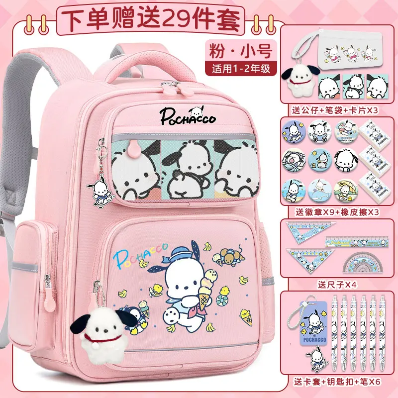 Sanrio mochila escolar para estudiantes, mochila impermeable con estampado de dibujos animados, resistente a las manchas, informal y ligera