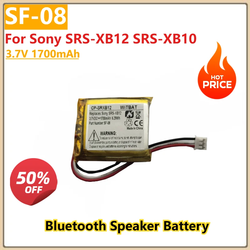 

100% New High Quality 3.7V 1700mAh Bluetooth Speaker Battery SF-08 for Sony SRS-XB12 SRS-XB10