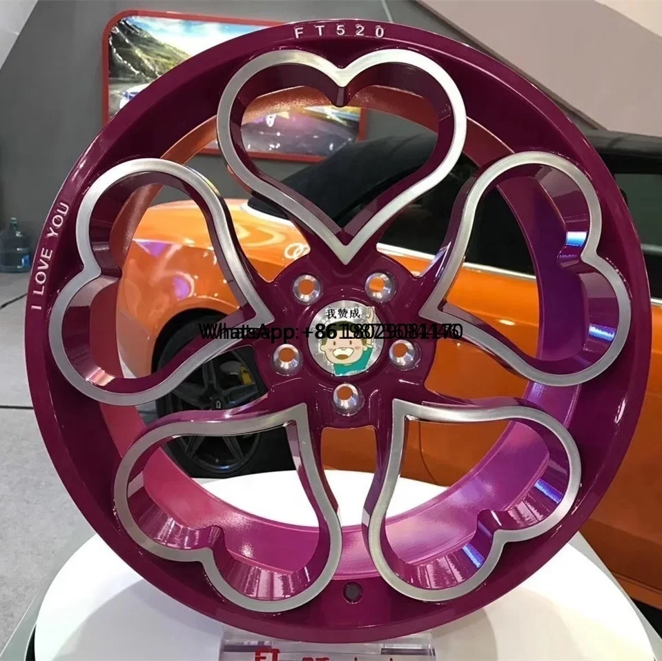 Pengzhen custom 4x100 pink car rims with hearts shape alloy wheels 16 inch 4 hole for smart four two