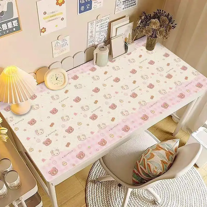 

Кожаный коврик для мыши с милым медведем Rilakkumas, нескользящий большой коврик для мыши, домашний и офисный настольный коврик из искусственной кожи, коврик для мыши для ноутбука