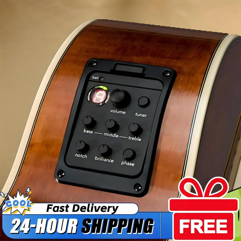 201 Piezo Pickup Acoustic Guitar Preamp 4 Band Acoustic Guitar Pickup Preamp EQ Tuner Onboard Preamps for Fishman Presys+