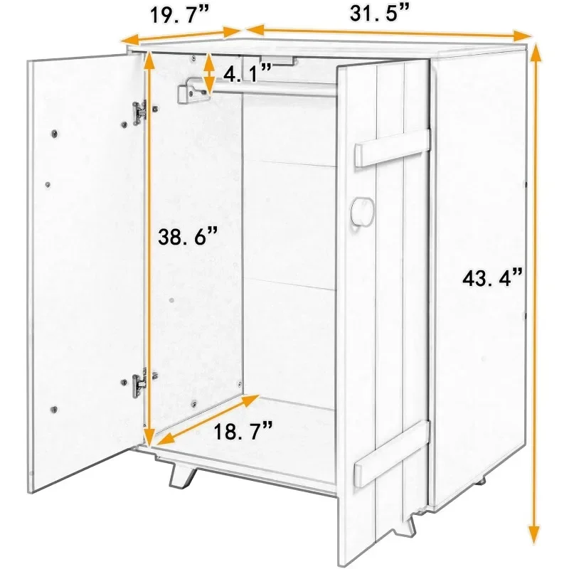 Hie-CAB-00060-DX Guarda-Roupa, Cinza, 31,5 "x 19,7" x 43,4"