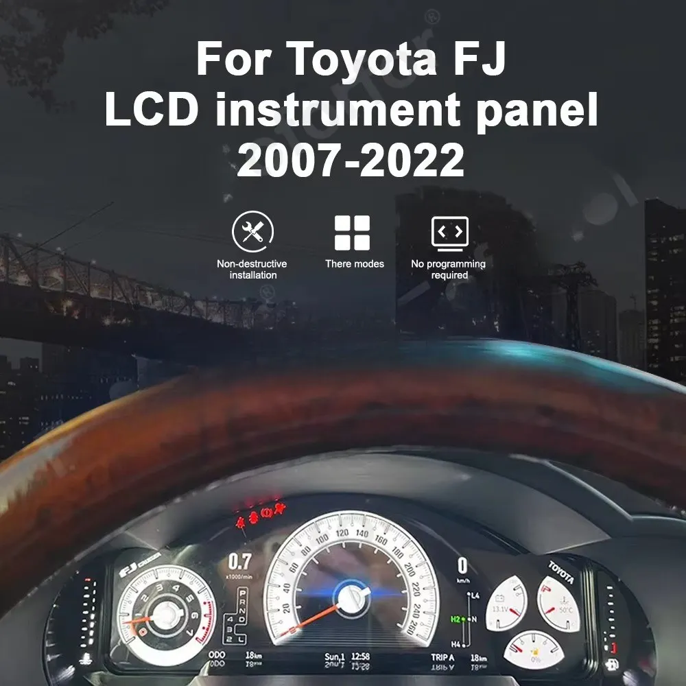 12.3'' LCD Dashboard for FJ 2007-2022  LCD Instrument Cluster LCD Odometer Virtual Digital Cluster Cockpit
