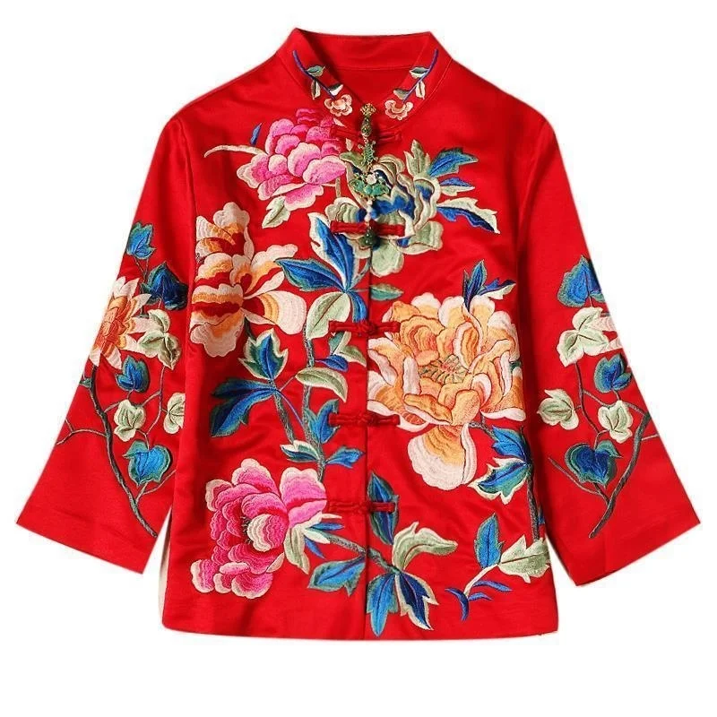 Embroidery Chinese Tops Women Hanfu Eleganti Loose Coat Tang Suit Female Ethnic Style Vintage Harajuku Jacket Spring Autumn New