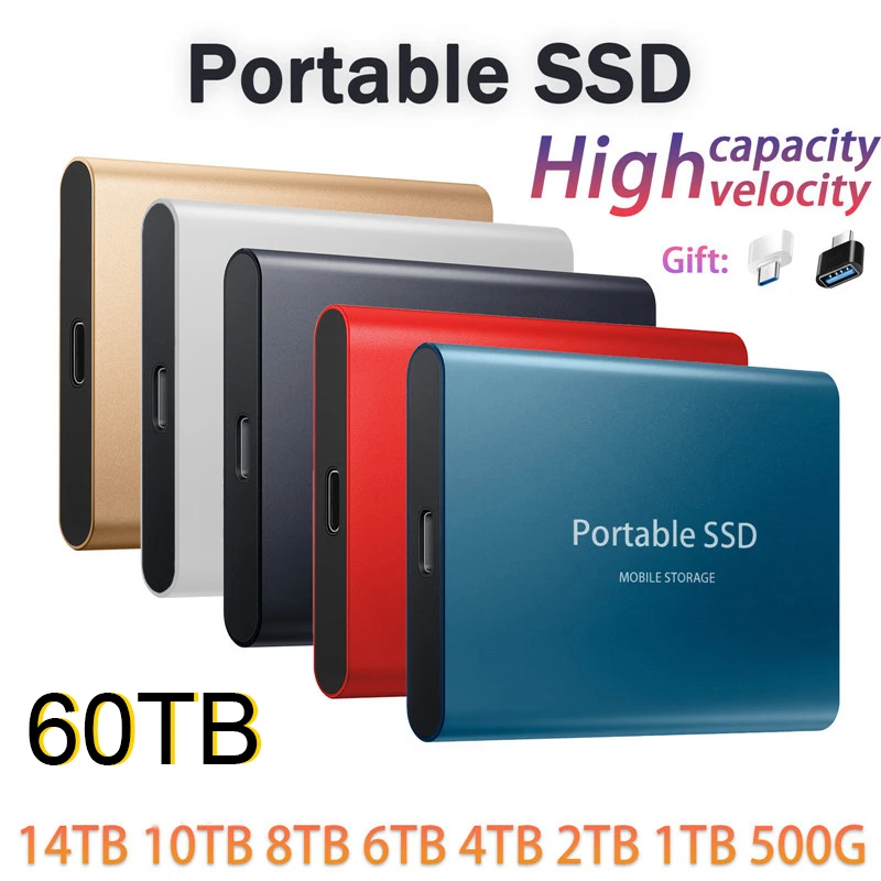 

SSD External 60TB Flash Drive Type-C USB3.1 30TB 16TB SSD Drive Portable 4TB Mini Slim High Speed Transfer External Flash Device