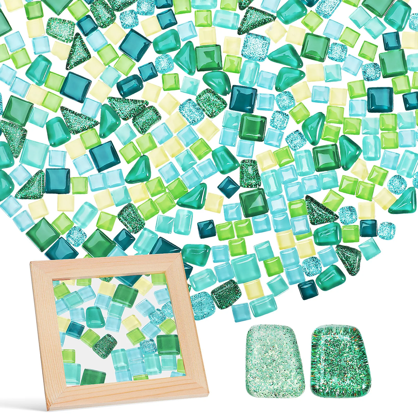 

2Packs Ceramic Mosaic Tiles DIY Pieces Stained Glass Supplies for Coaster Cup Decoration Craft Kits Adults Crystal Tiles