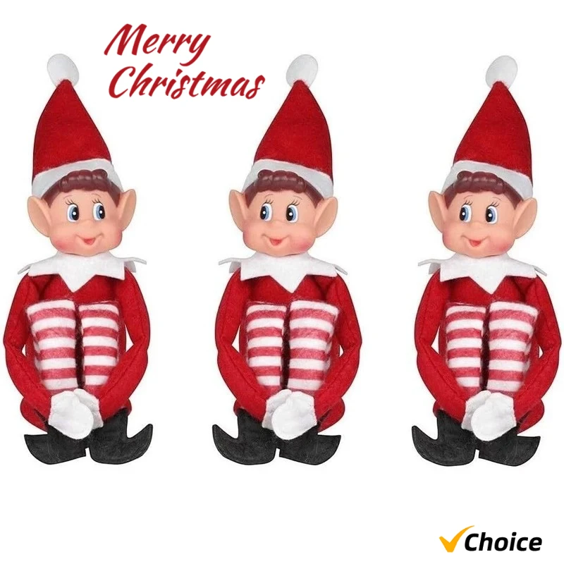 3pcs New Red Christmas Elf Doll Rainbow Ornament Christmas Decoration Novelty Naughty Boy Christmas Elf Christmas Gift for Kids