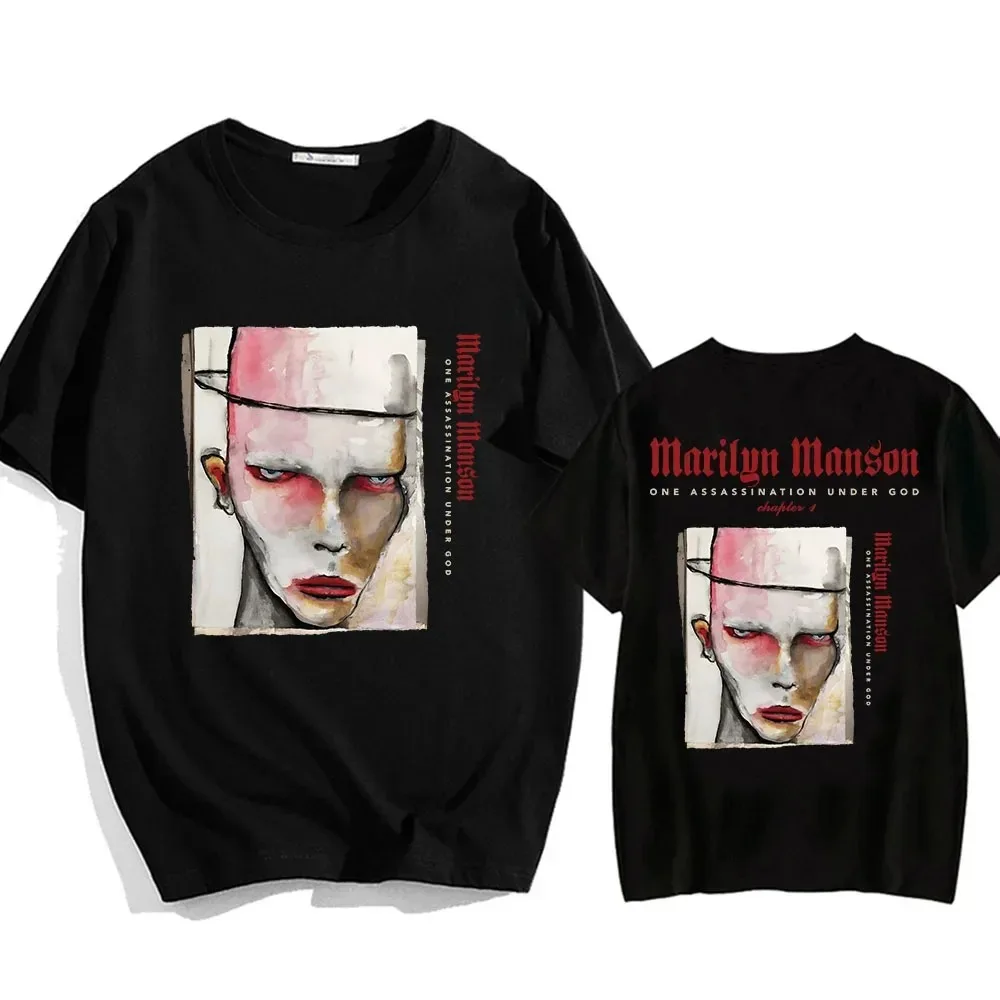 Marilyn Manson 《One Assassination Under God – Chapter 1》 Print T-Shirt | 2026 European Tour, Unisex Cotton Short Sleeve T-shirts