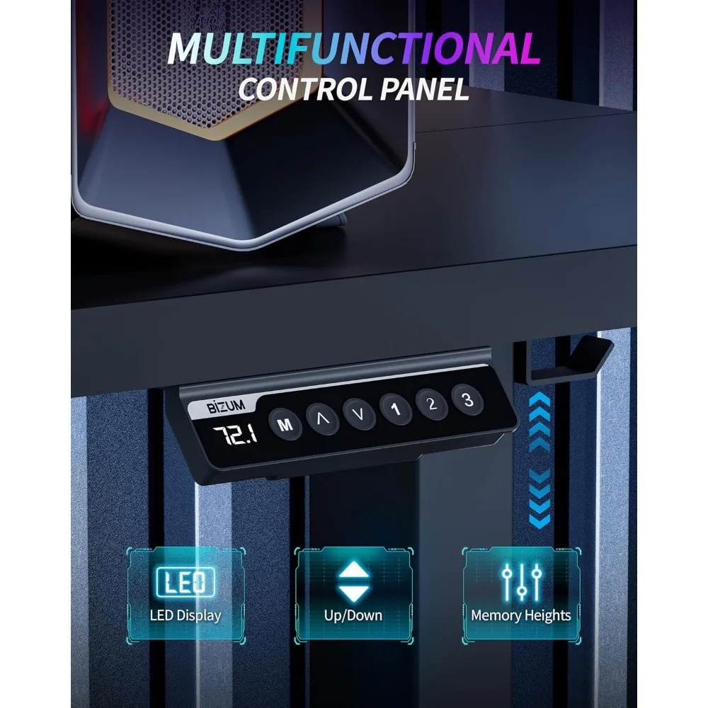 Electric Standing Desk Adjustable Height Computer Desk for Home Office and Gaming, 48x24 inches Black Memory Desks