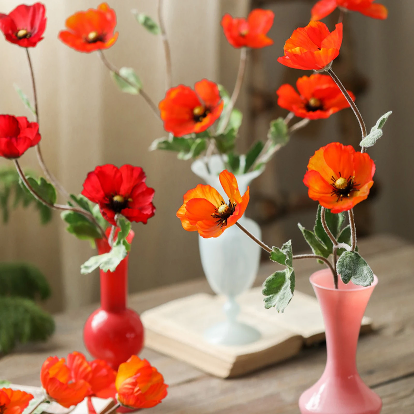 Poppies Artificial Flower Dried Flowers Yu Beauty Christmas Party Home Decoration Poppy DIY Wedding Deocr 56cm