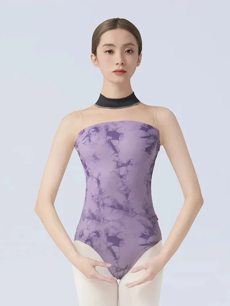 رومبير أنيق شبكي مرقع بدون ظهر - ملابس رقص باليه خفيفة الوزن لأداء المسرح وجلسلات الممارسة