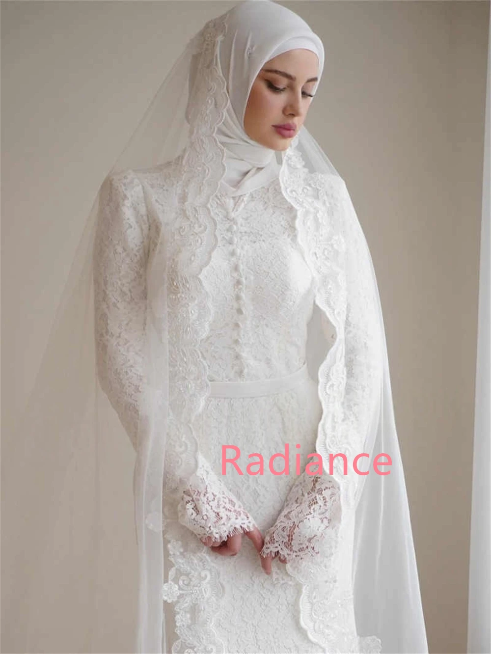

Customized Temperament White Lace Evening Dress Exquisite Long Sleeves Prom Dress High Quality Court Train Vestido De Novia