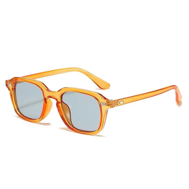 JNPCXI Quadrat Candy Farbe Frauen Sonnenbrille Retro Nieten Männer Trend Orange Sonnenbrille Shades UV400