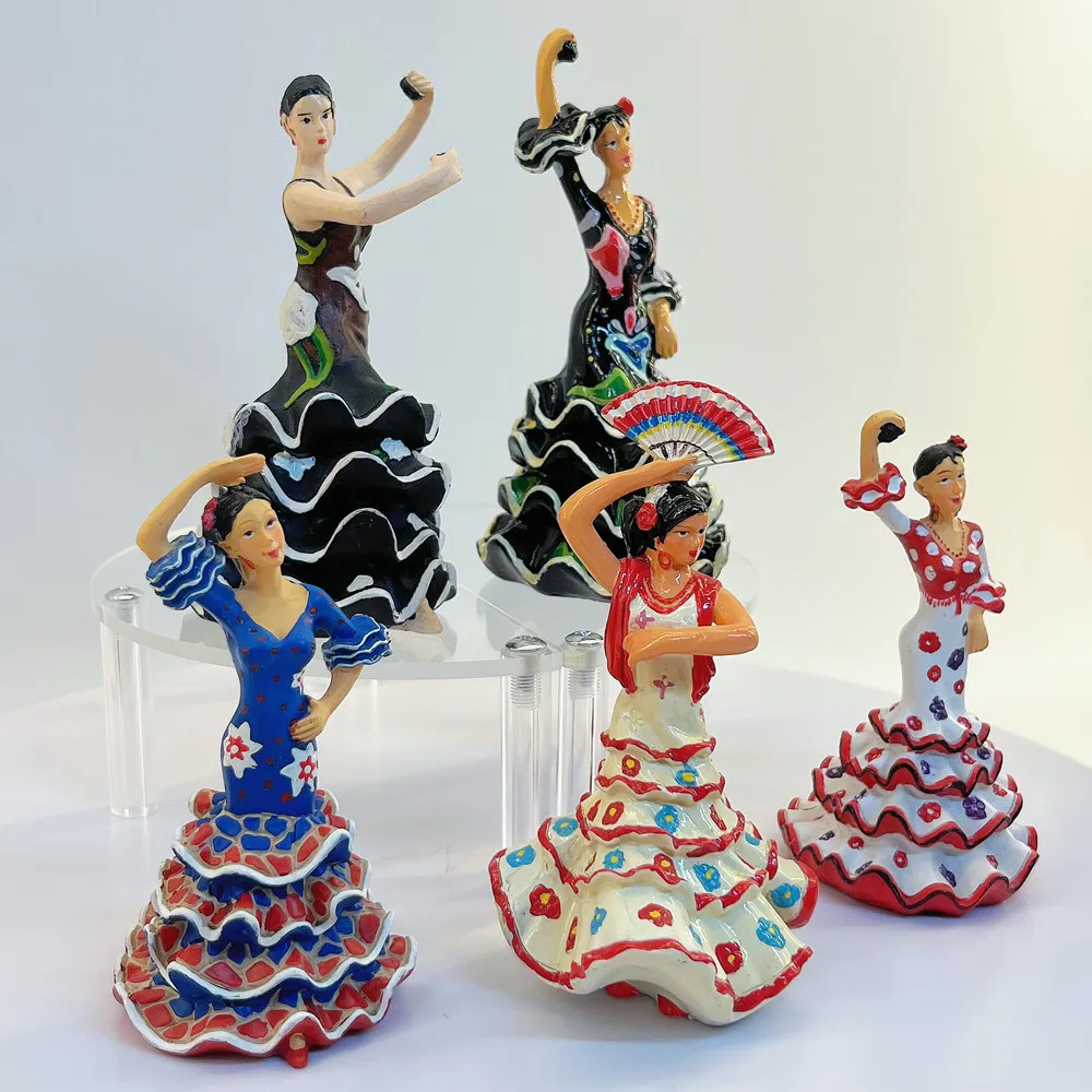 Set of Spanish Flamenco Dancers Resin Figurines, Spain Folk Dance Souvenir, Cultural Decor Gift & Collectible