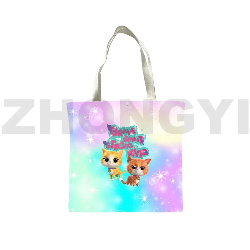 Cute SuperKitties 3D Shoulder Bag Hand Bags for Women Tote Bag Anime Canvas Bag Clutch Purse SuperKitties Cartoon Shopping Bags