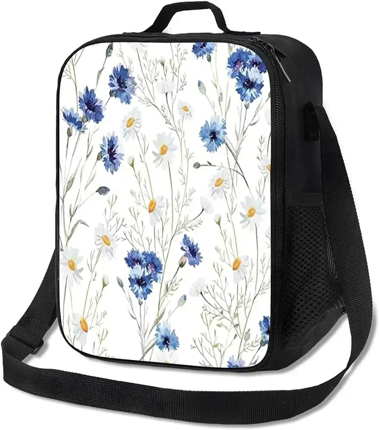 

for Women Men,Wildflowers and Cornflowers,Reusable Thermal Soft Leakproof for Adult Office Lunch Tote Bag Fit Travel Picnic