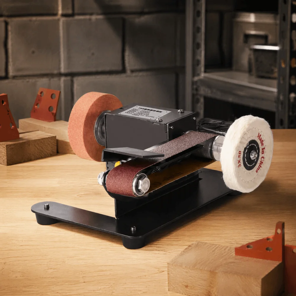 Multi Function Bench Grinder Pure Copper Motor Adjustable Speed Mini Electric Polishing Machine Metal Base Compact Body