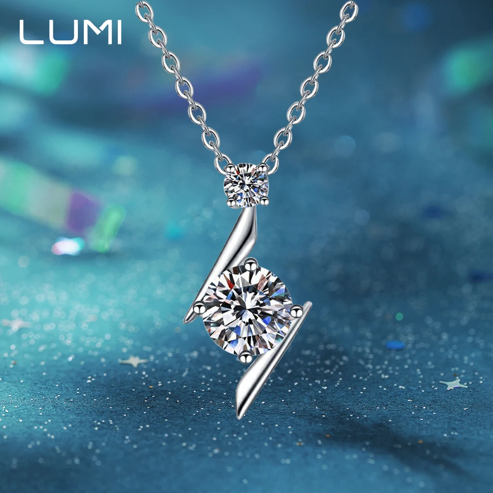 

Fishion 1CT Moissanite Lightning Pendant Real 925 Silver Necklace - Super Exquisite Female Party Jewelry for Women Girls