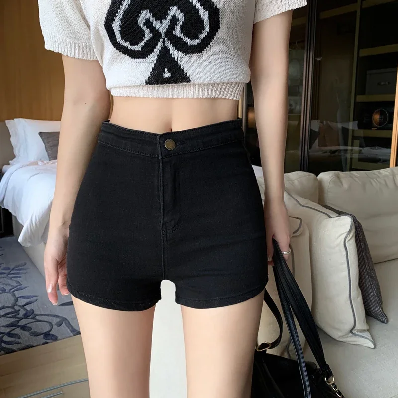 

2024 Spring Autumn Women's Fashion Solid Color Denim Shorts Female Casual Sexy Hip Lift Ladies High Waist Short Jeans U702