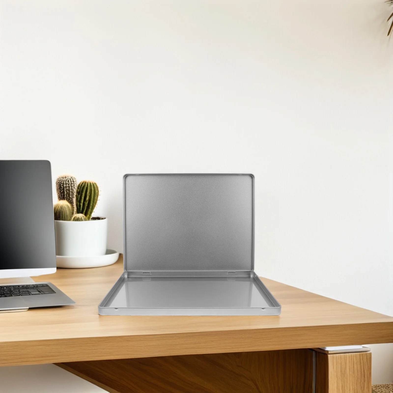 กล่องเก็บเอกสารเหล็กขนาดใหญ่ กล่องจัดระเบียบเอกสารแบบมีฝาปิด พกพาสะดวก สำหรับใส่เอกสาร A4 รูปถ่าย ใบเสร็จ ของใช้สำนักงาน