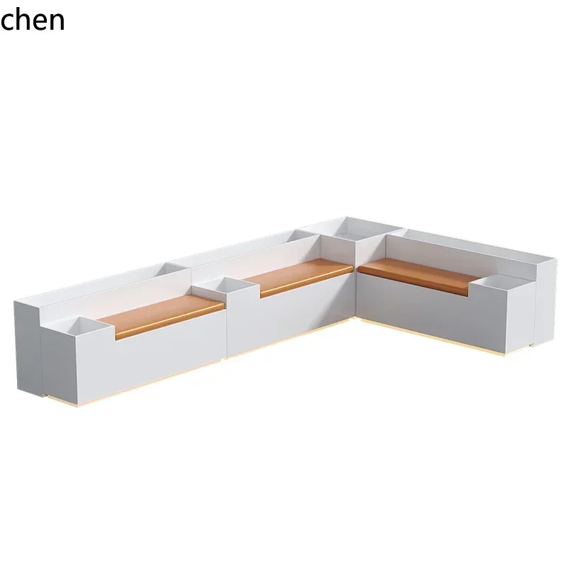 HYS Outdoor Stainless Steel Flower Box and Stool Set Terrace Courtyard Iron Art Planter Box Balcony