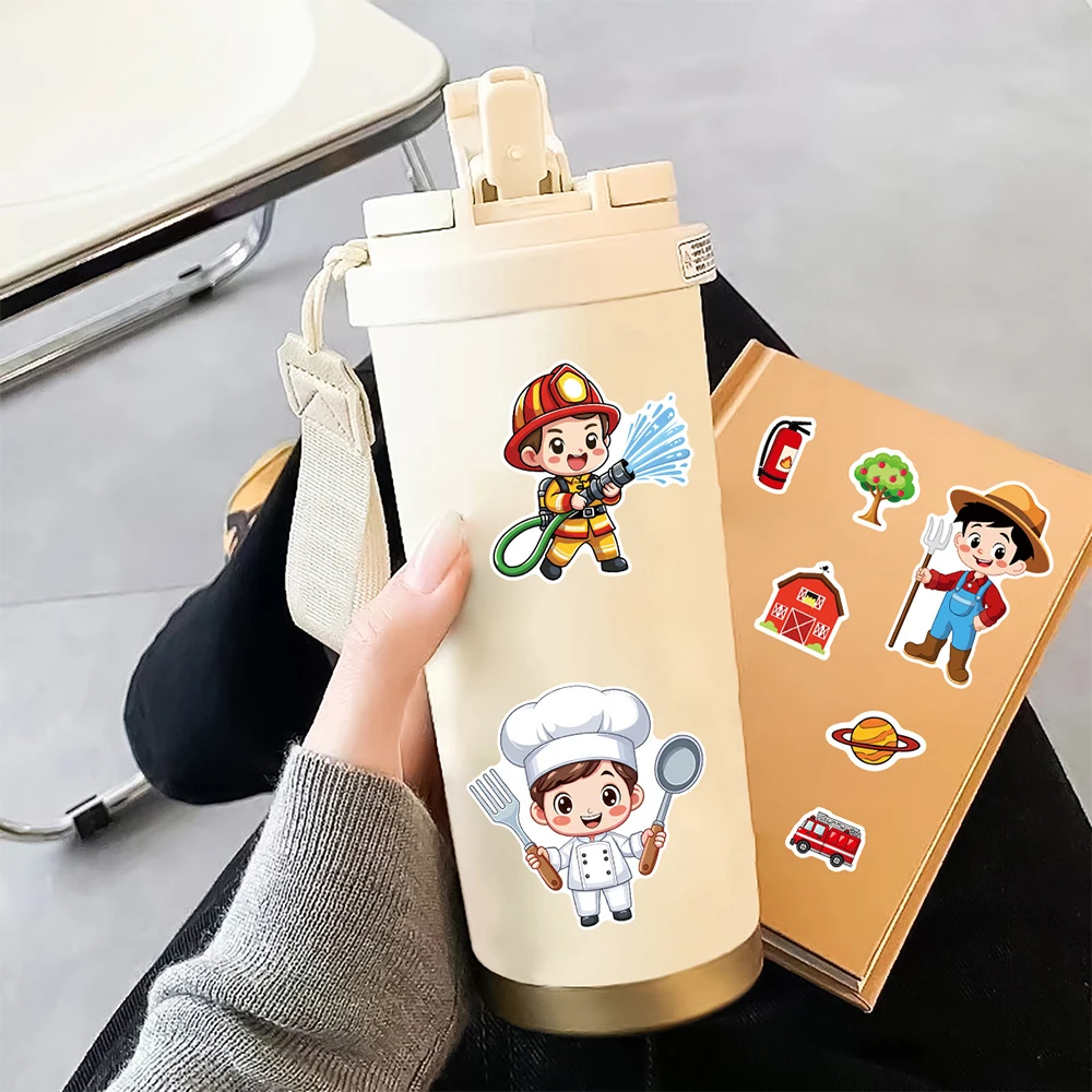 8/16 fogli Divertenti cartoni animati Occupazione Puzzle adesivi Crea un viso Telefono portatile fai da te Assemblare Jigsaw Education Decorazione adesivo