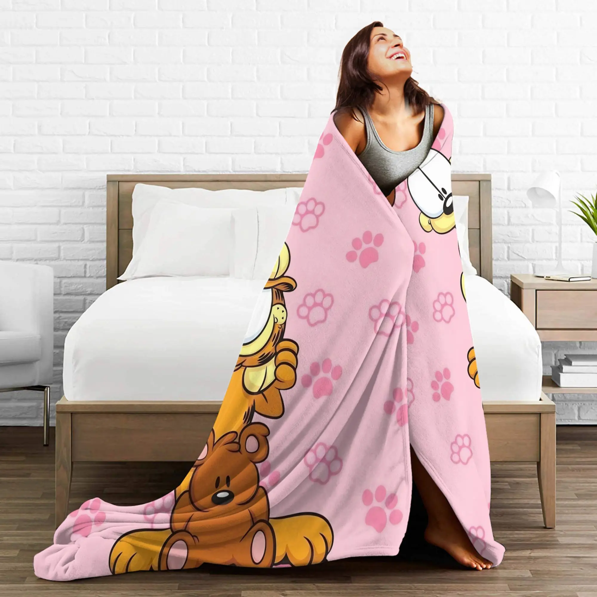 Garfielded Odie  Flannel Blankets Cartoon Cat Novelty Throw Blankets for Home Hotel Sofa  150*125cm Plush Thin Quilt, - view 6