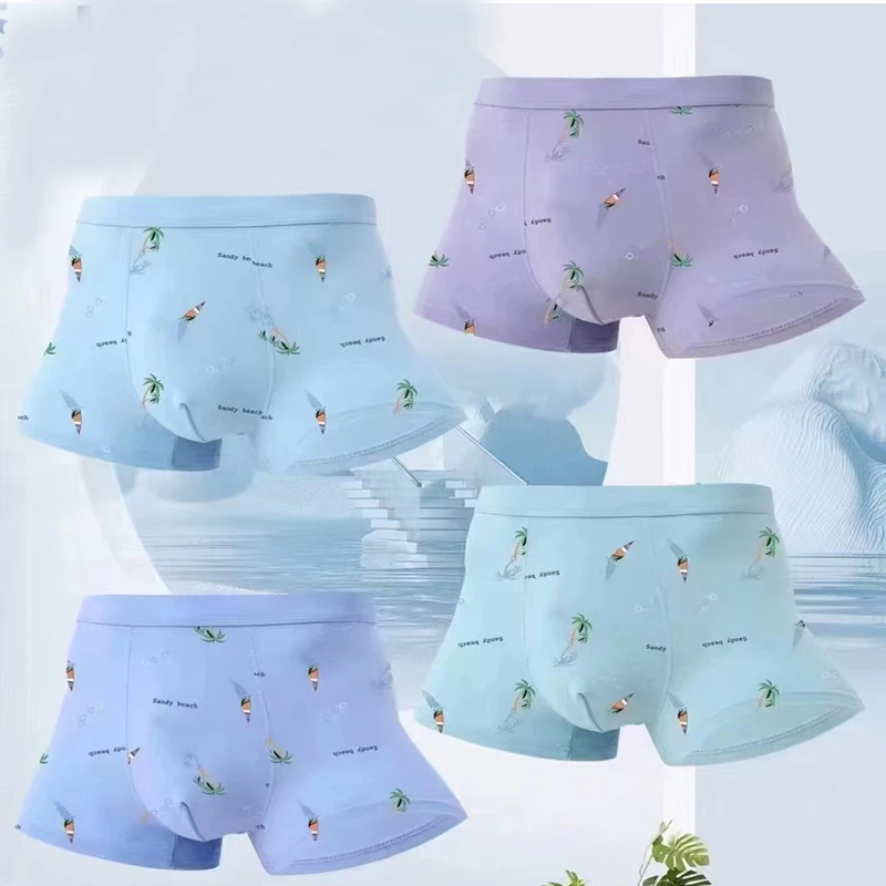 2 PCS/Lot 95 Polyester Boxers Briefs Mens Underpants Underwear Shorts Boxershorts Thin Summer Big Size Lingerie Sexy Panties