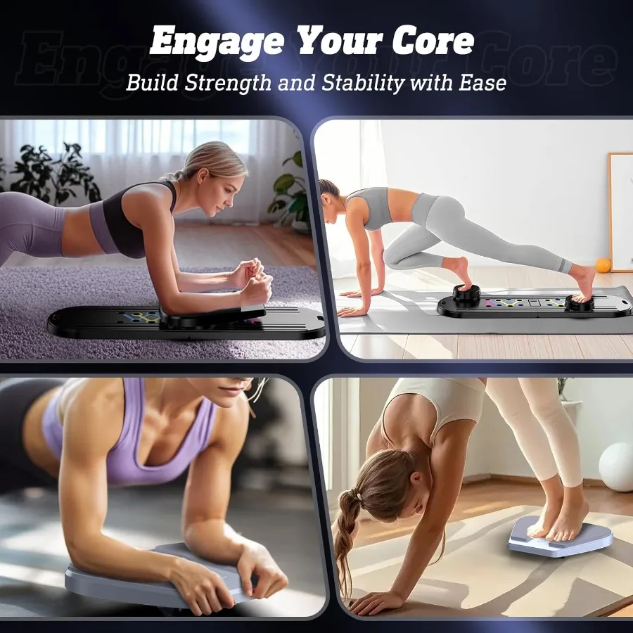 لوح بيلاتيس متعدد الأغراض قابل للطي للتمرين المنزلي 15 في 1 مجموعة لوح بيلاتيس منزلق مع أشرطة مقاومة قابلة للتعديل والوصول #2