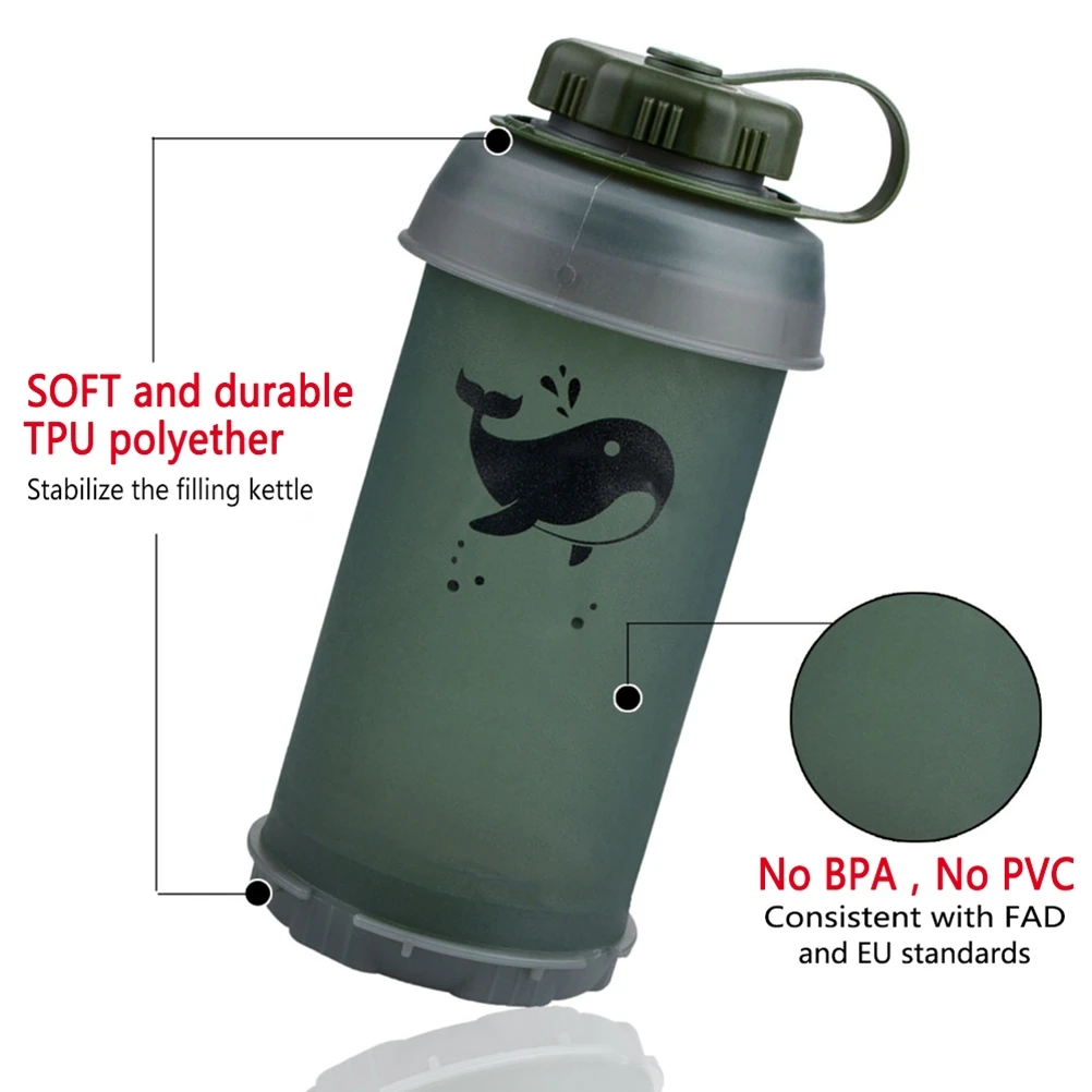 750ml Collapsible TPU Water Bottle Durable Lightweight Water Kettle for Camping Backpacking Hiking Climbing view 5