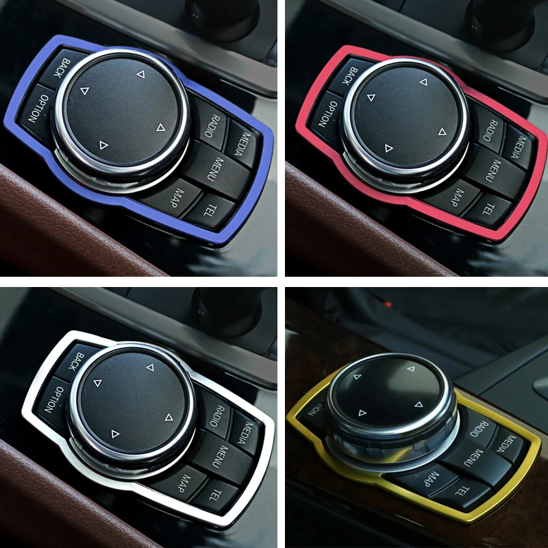 Car Interior Multimedia Button Cover Molding Trim Decoration Frame Sticker Fit For BMW 1 3 4 5 7 Series X1 X3 X4 X5 X6 2013-2014