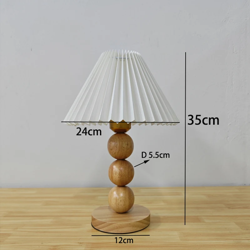 Lampu meja lipat Retro lampu meja kayu Solid Nordik lampu meja baca samping tempat tidur kamar tidur lampu meja dekorasi E27