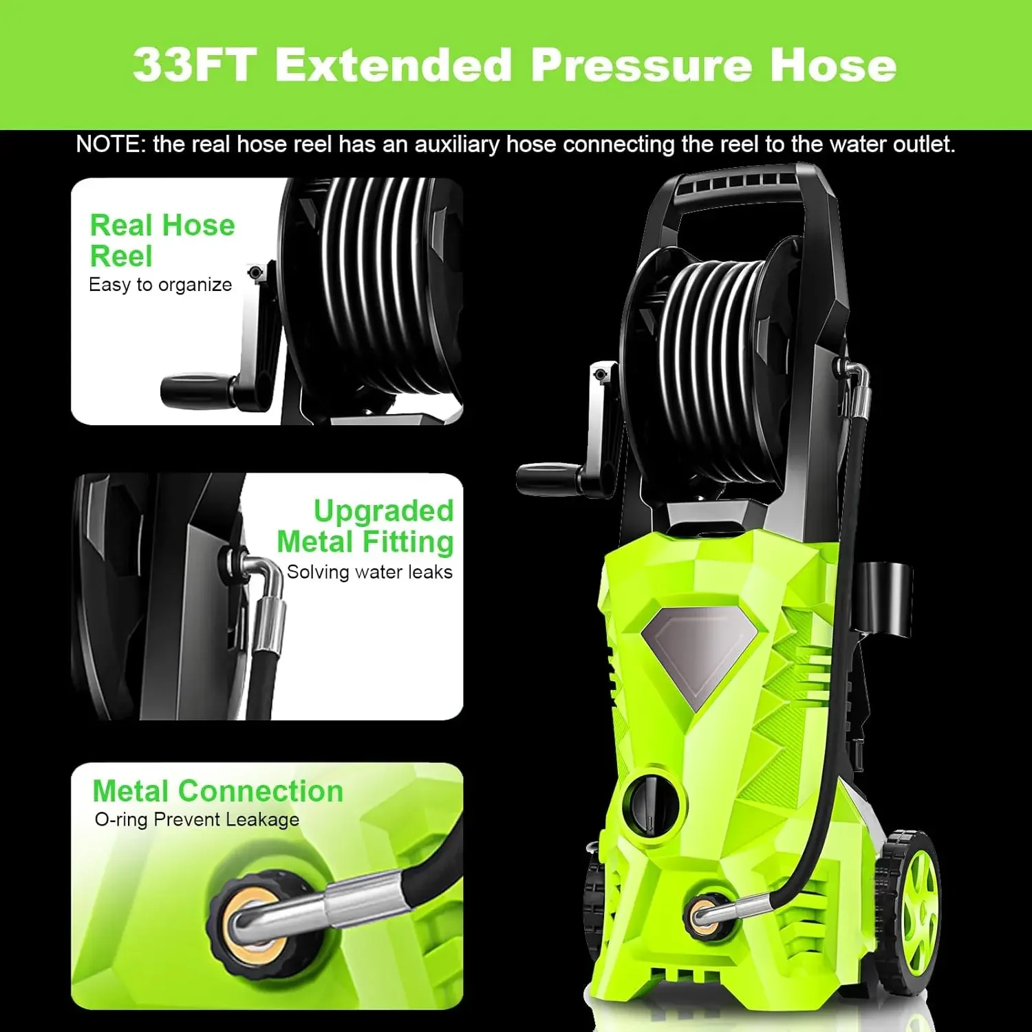 4200 PSI Electric Pressure Washer 2024 Newest 2.8 GPM High Power Washer with 4 Pressure Nozzle and Foam Cannon, Patio, Green