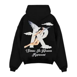 Representing Storm in Heaven Hoodie Angel Print High Street Loose-fitting Hoodie Trendy Men's and Women's Hoodies