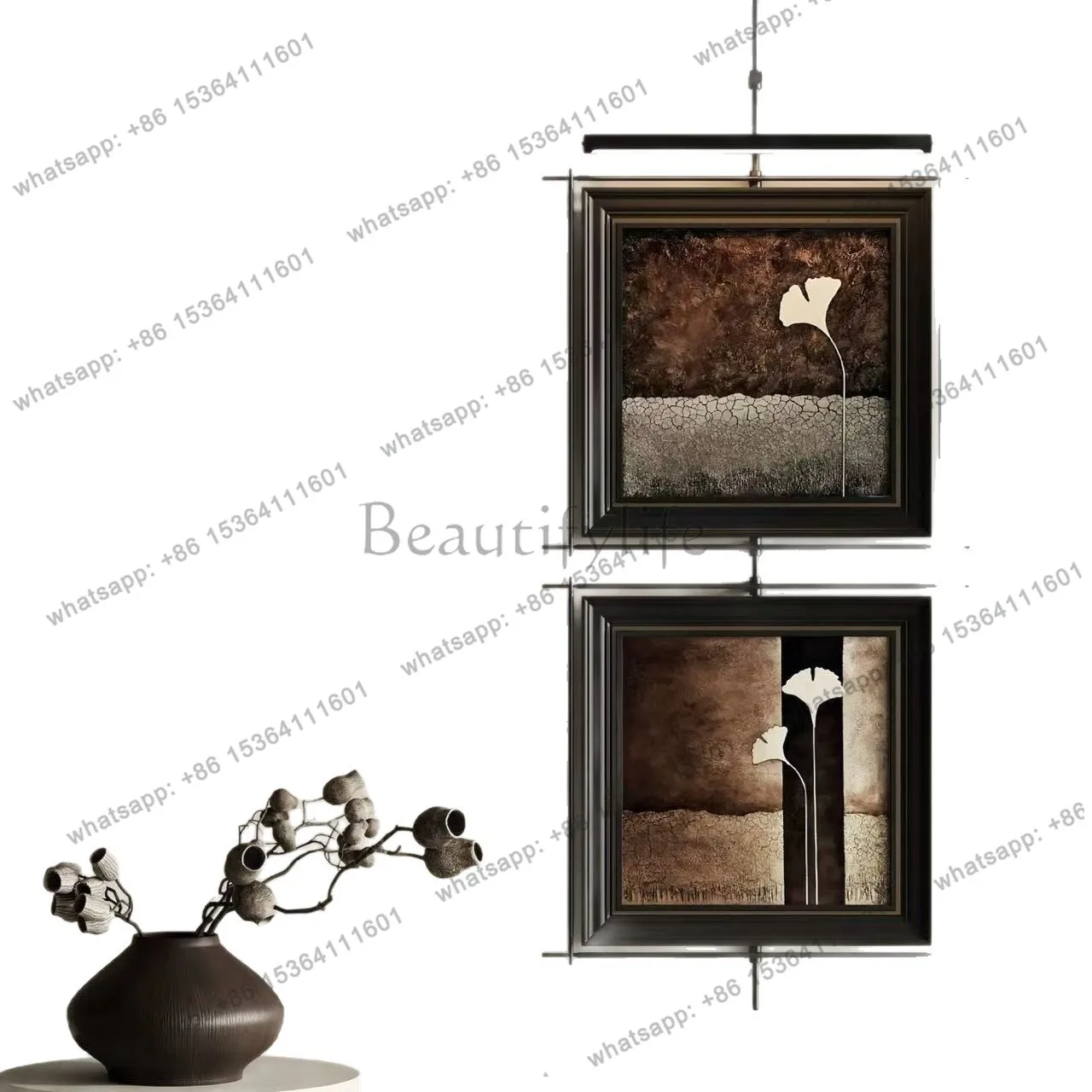 Metal pole ambient painting light, high-end decorative porch background wall mural light