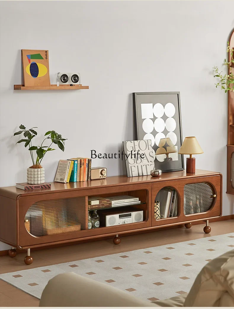 

12Solid Wood TV Cabinet Simple American Log French Retro Storage Locker