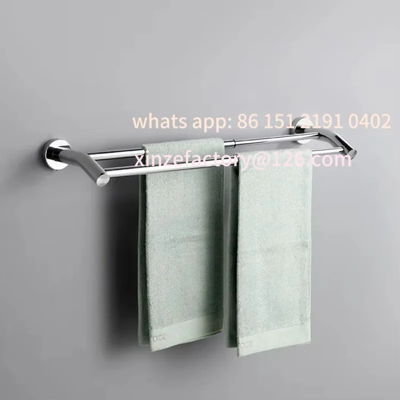 

Customizable Stainless Steel Adjustable Length Metal Wall Mounted Double Bath Towel Bar Bathroom Accessories Towel Rack Bath Tow