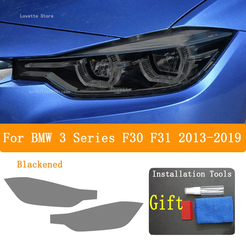 For BMW 3 Series F30 F31 2013-2019 Car Headlight Front Lamp Protective Film Restoration Transparent Black TPU Sticker