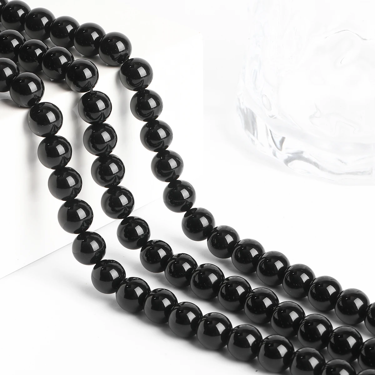 5A 자연 검은 마노 오닉스 스톤 비즈 라운드 루즈 스페이서 4 6 8 10 12mm 쥬얼리 만들기 DIY 팔찌 액세서리 15 