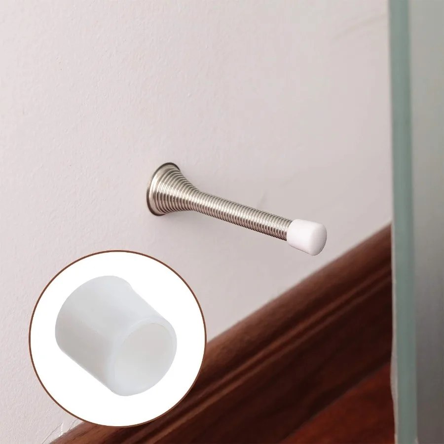 أطراف ممتص الصدمات لإيقاف الباب مقاس 0.39 بوصة مصد إيقاف مطاطي للباب أطراف سدادة قبعات لحماية الباب والجدار باللون الأبيض 20 فطيرة