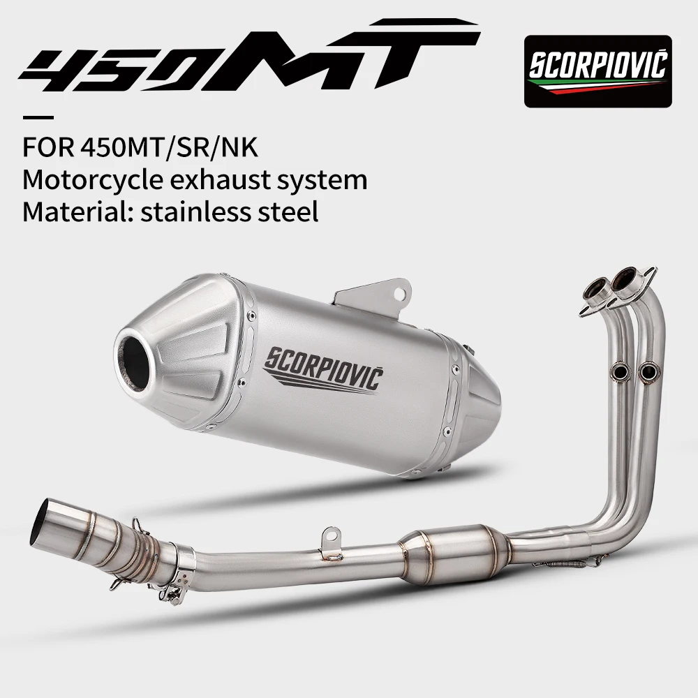 

For 450MT 450SR 450NK Stainless Steel Header Manifold Slip-On Full Exhaust System Modified Muffler 51mm Inlet