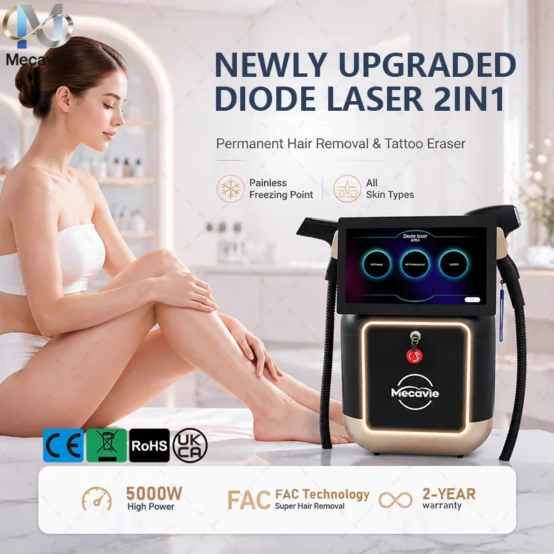 2026 NEW 2In1 Diode Pico Laser Tattoo Removal Nd YAG Freckle Remover Hair Removal Eyebrows Wash Machine for Beauty Salon