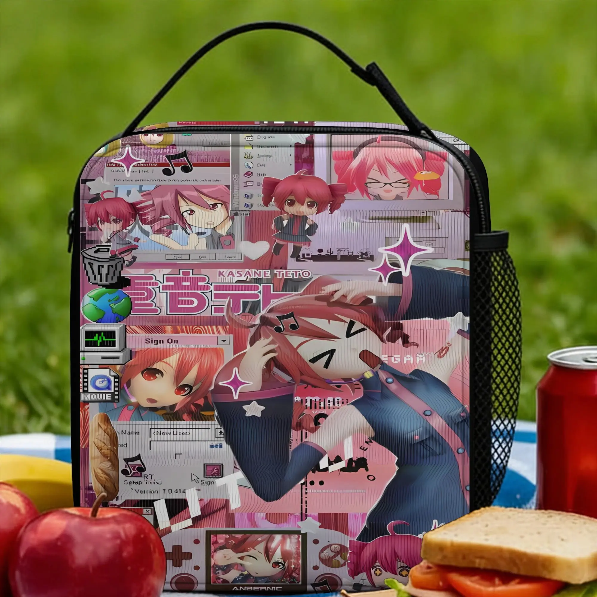 

Сумка для обеда Kasane Teto, забавная сумка для обеда для взрослых, портативная сумка-холодильник на молнии, термосумка для обеда с принтом Оксфорд